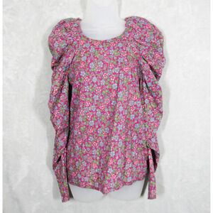 Banjanan Florence Top Womens XS Lightweight Cotton Puff Sleeve Tropical